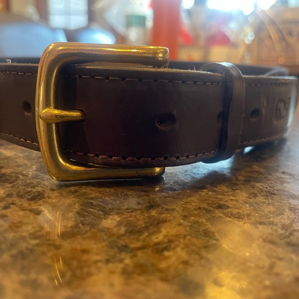 Vineyard Vines Men's/Teen Brown with Blue-White stripes spring-summer belt